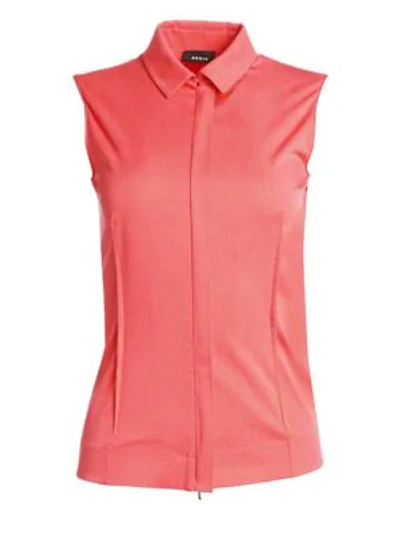 Akris Sleeveless Cotton Poplin Stretch Blouse In Bellini