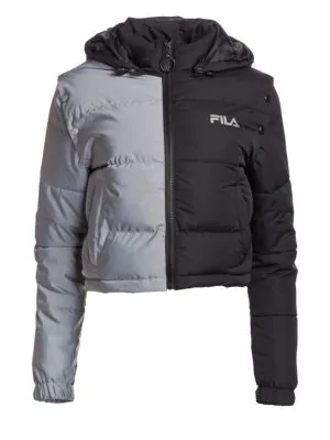 reflective puffer jacket fila