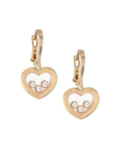 Chopard 18k Rose Gold Happy Curves Heart Diamond Earrings In Gold Tone,pink,rose Gold Tone