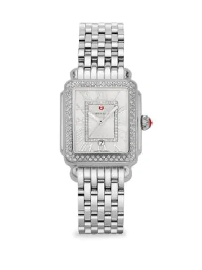 Michele Watches Deco Madison Mid Stainless-steel Diamond Bracelet Watch In Silver