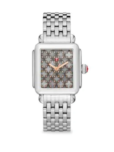 Michele Watches Deco Rose Gold Stainless-steel Mosaic Dial Bracelet Watch In Silver