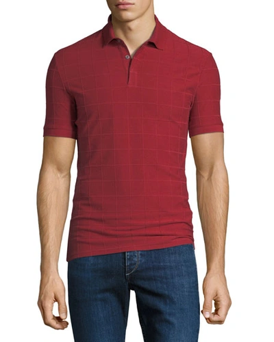 Emporio Armani Men's Jacquard Check Polo Shirt In Red