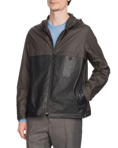 Berluti Men's Nylon & Leather Zip-front Bomber Jacket In Gray