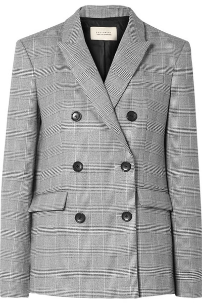 Equipment + Tabitha Simmons Hamish Oversized Prince Of Wales Checked Voile Blazer In Gray