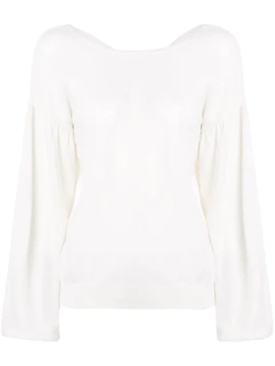 Allude Drop Shoulder Sweater - White