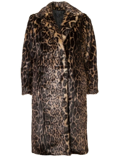 Nili Lotan Leopard Print Faux Fur Coat In Brown