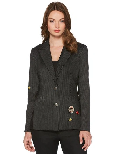 Shelli Segal Laundry By  Military Patchwork Blazer In Black