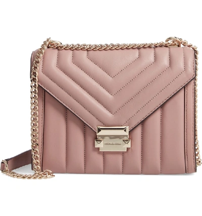 Michael Michael Kors Whitney Large Quilted Leather Shoulder Bag In Fawn Pink/gold