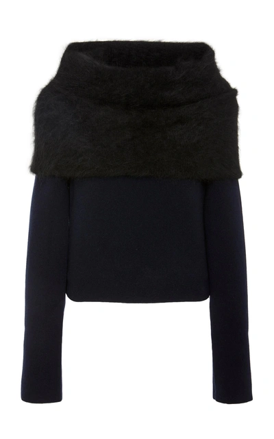Yeon M'o Exclusive Ileana Angora-trimmed Wool And Cashmere Blend Sweater In Black
