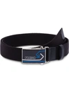 Prada Logo Buckle Belt In Black