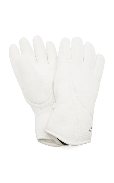 Bogner Meli Embossed Leather Ski Gloves In White