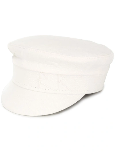 Ruslan Baginskiy Hats Leather Baker Boy Hat In White