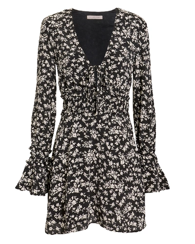 The East Order Elsa Floral-print Mini Dress In B/ W Paint Floral