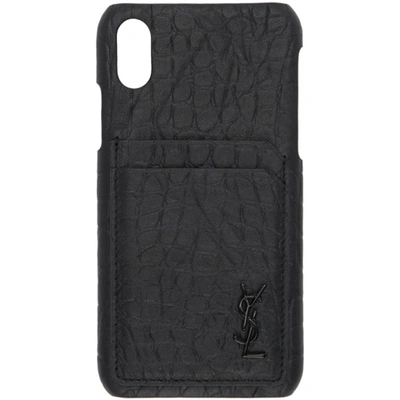 Saint Laurent Crocodile-embossed Iphone Xs Max Case In Black