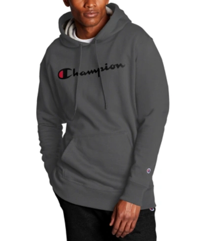 Champion Men's Big & Tall Powerblend Logo Graphic Fleece Hoodie In Granite Heather