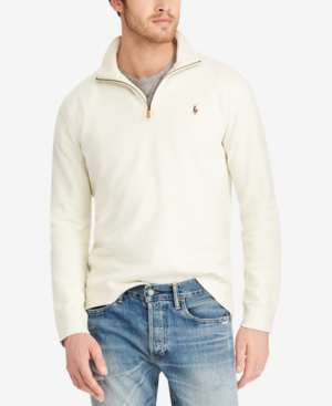 mens cream half zip sweater