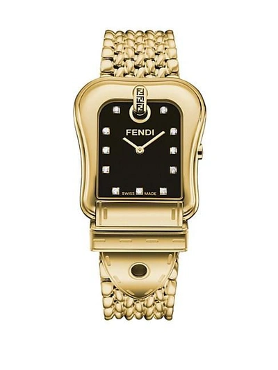 Fendi B.  Diamond Stainless Steel Bracelet Watch In Black