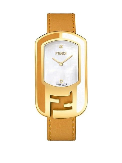 Fendi Chameleon Diamond Goldtone Leather Strap Watch
