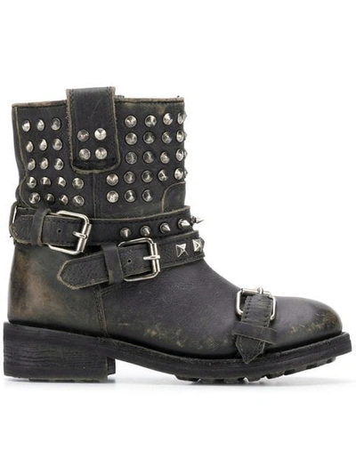 Ash Studded Trooper Boots In Black