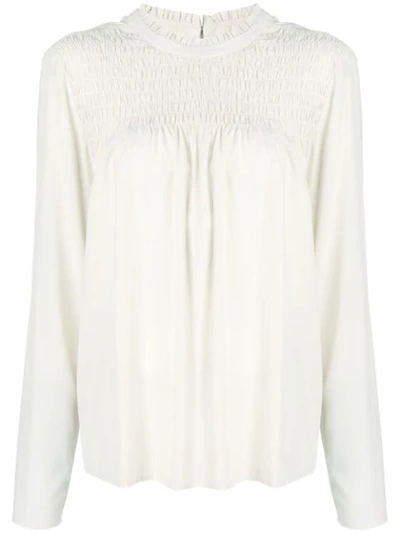 Steffen Schraut Draped Detail Blouse In Neutrals