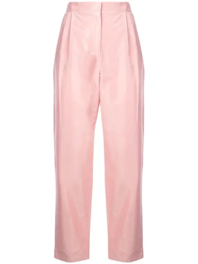 Mansur Gavriel Taffeta High Waisted Trousers - Pink