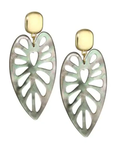 Nest Mother-of-pearl & 24k Goldplated Statement Earrings In Multi