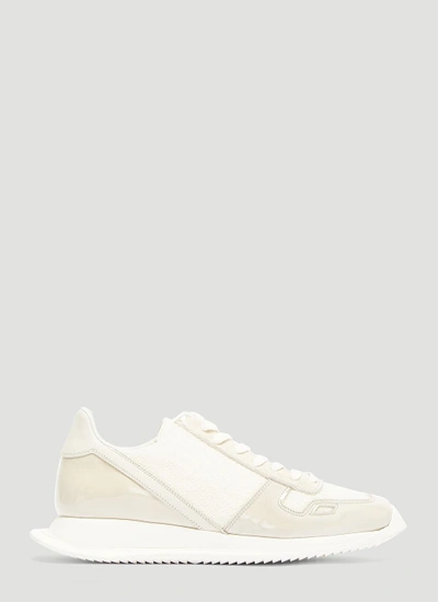 Rick Owens Oblique Hairy Sneakers In Cream