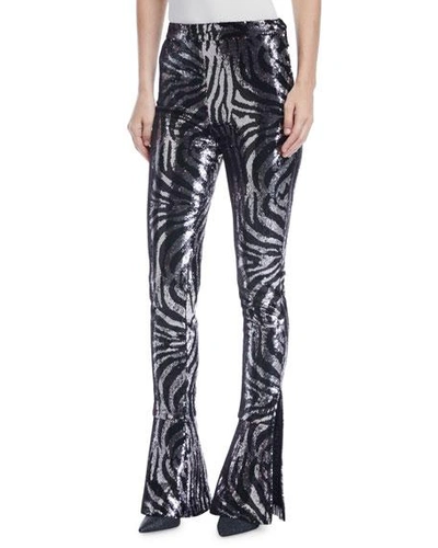 Halpern Sequin-zebra Skinny-leg Pants