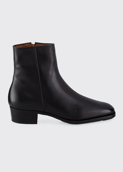 Gravati Low-heel Leather Zip Ankle Boot In Black