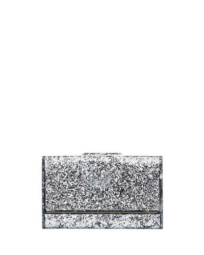 Edie Parker Mini Lara Glitter Iceless Clutch Bag In Silver
