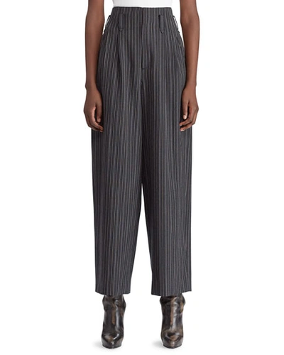 Ralph Lauren 50th Anniversary Celesse High-waist Tapered-leg Textured Morning Stripe Wool Pants