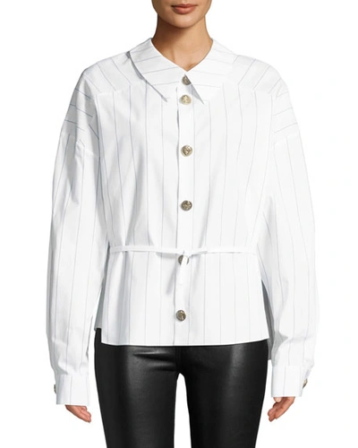 A.w.a.k.e. Back To Front Striped Button-down Shirt In White