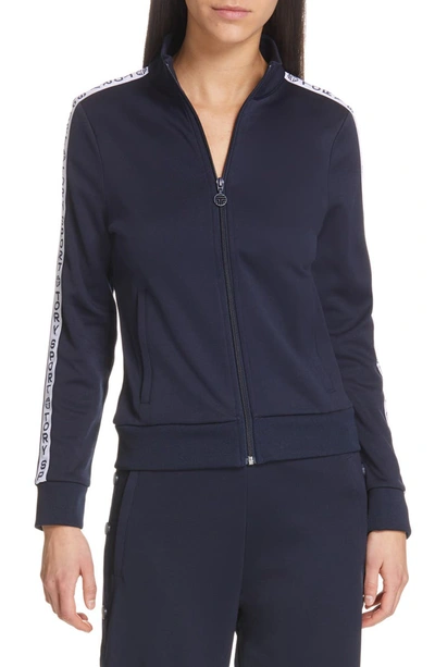 Tory Sport Logo-banner Zip-front Track Jacket In Tory Navy