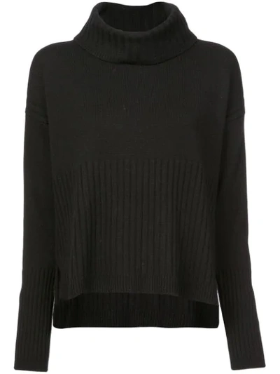 Derek Lam 10 Crosby Long-sleeve Cashmere Turtleneck Jumper W/ Rib Detail In Black
