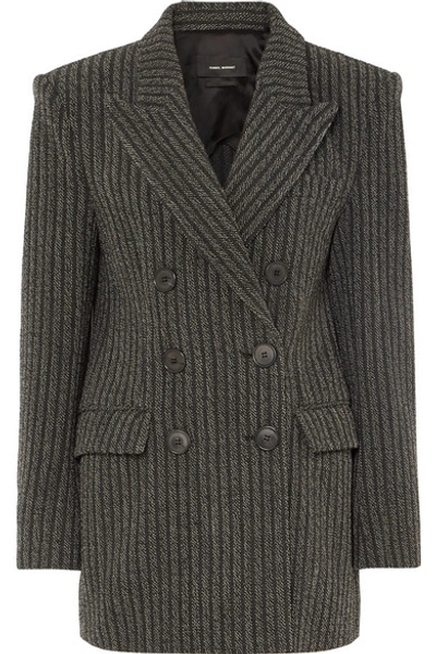 Isabel Marant Jaxen Double-breasted Striped Wool-blend Blazer In Anthracite/ecru