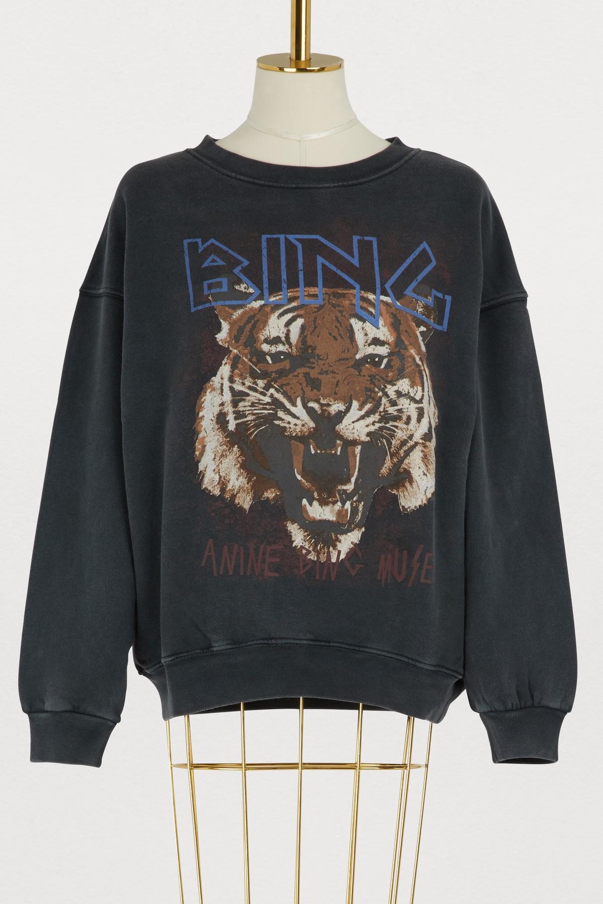 Anine Bing Tiger Sweatshirt In Black | ModeSens