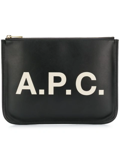 Apc Morgane Printed Faux Leather Pouch In Black