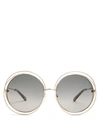 Chloé Women's Carlina Round Oversized Sunglasses, 62mm In Gold/gradient Blue