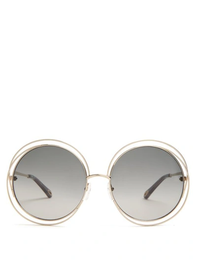 Chloé Women's Carlina Round Oversized Sunglasses, 62mm In Gold/gradient Blue