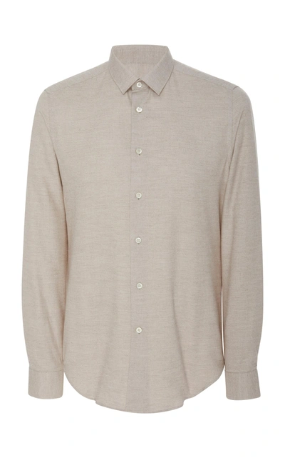 Fioroni Slim-fit Cotton And Cashmere-blend Shirt In Neutral