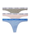 Calvin Klein Carousel Thongs, Set Of 3 In Gray/stripe/nymph's Thigh