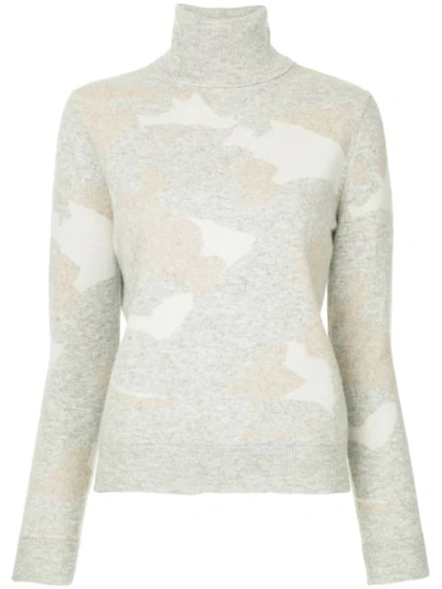 Majestic Camo Print Turtleneck Sweater In Grey