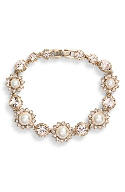 Marchesa Gold-tone Imitation Pearl & Crystal Link Bracelet