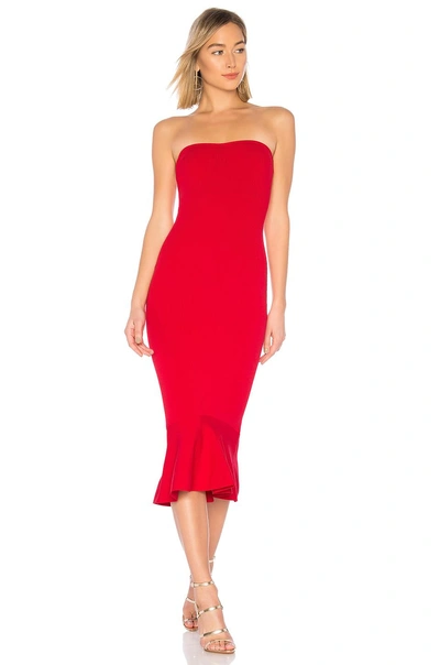 About Us Julia Ruffle Hem Dress In Red