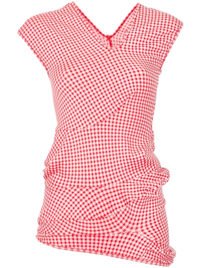 Pre-owned Comme Des Garçons Gingham Blouse In Red