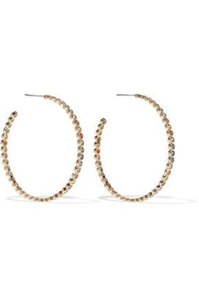 Noir Jewelry Woman Baria 14-karat Gold-plated Crystal Hoop Earrings Gold