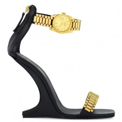 Giuseppe Zanotti Sculpted Sandals With "watch" Detail Gzxcowan In Black