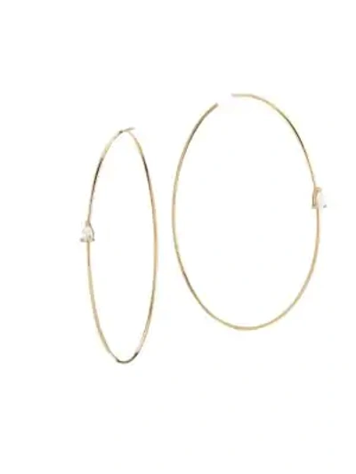 Lana Jewelry Women's 14k Gold & Diamond Pear Magic Hoop Earrings