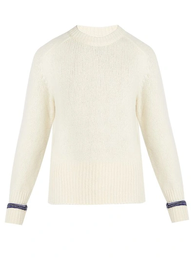 Maison Margiela Slim-fit Contrast-tipped Ribbed Cashmere And Wool-blend Jumper - Cream