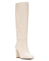 Vince Camuto Women's Sessily Round Toe Slouchy High-heel Boots - 100% Exclusive In Vanilla Leather